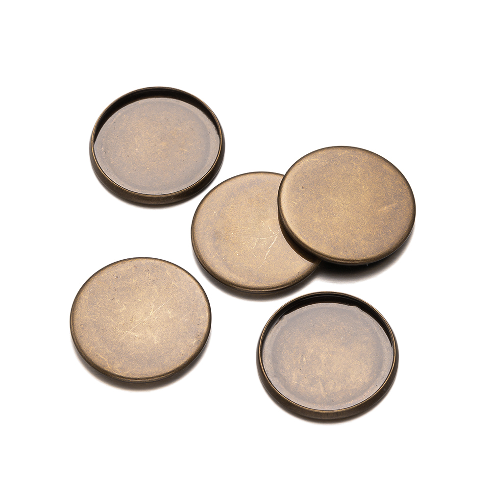 Bezels Set Pendant - 20 adet antik bronz düz yuvarlak