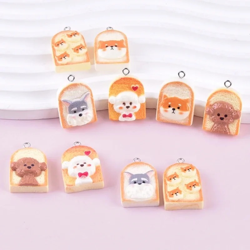 Resin Craft Supplies - 10 adet sevimli tost köpek reçine