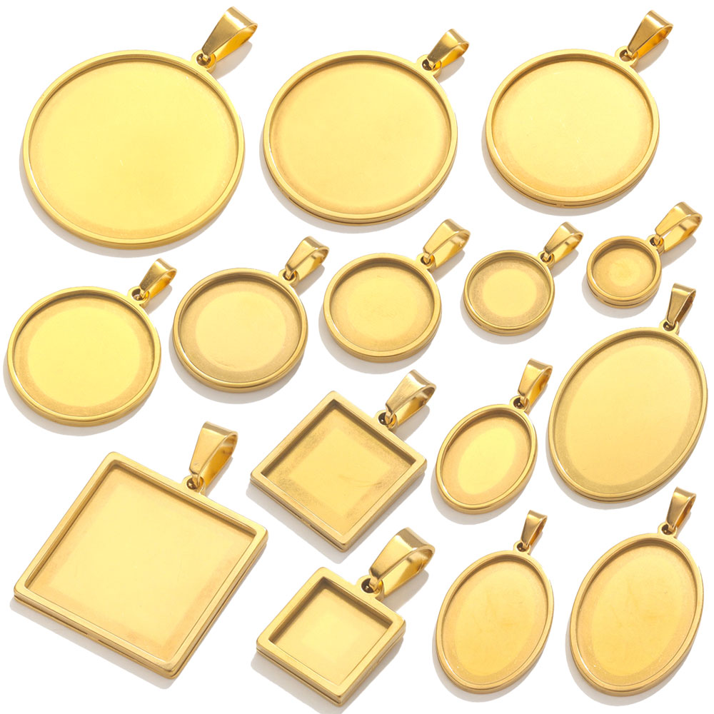 Bezels Set Pendant - 5 adet paslanmaz çelik kolye Cabochon
