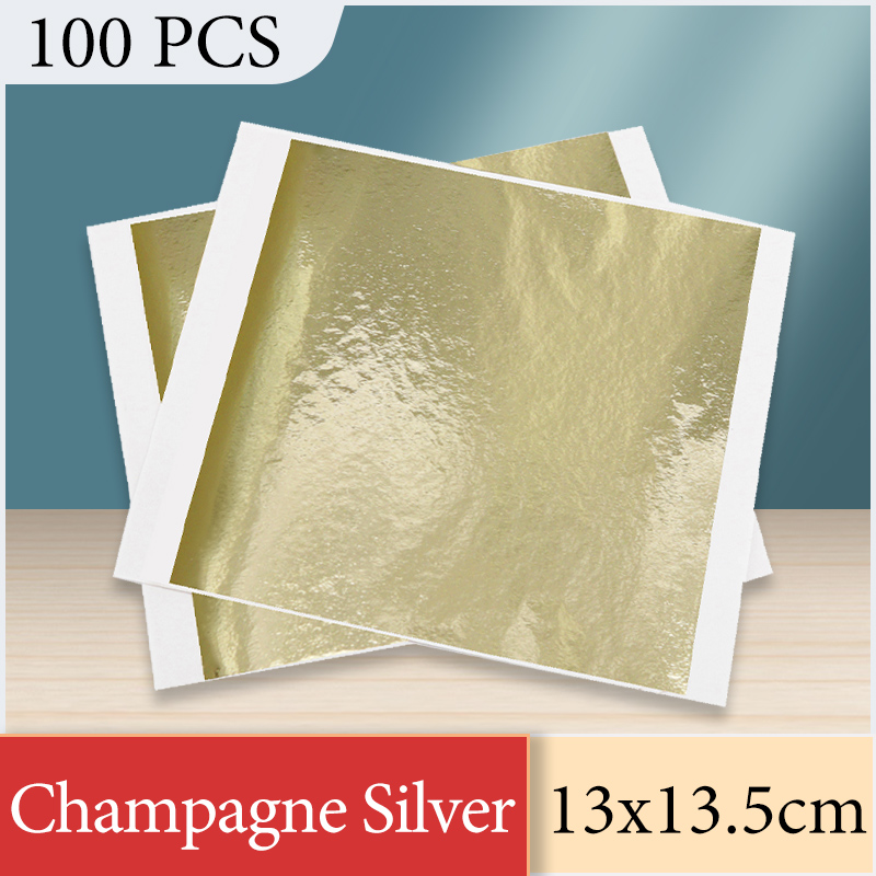 Gold Foil Flakes - 13x13.5 cm Şampanya Gümüş Folyo Kağıt