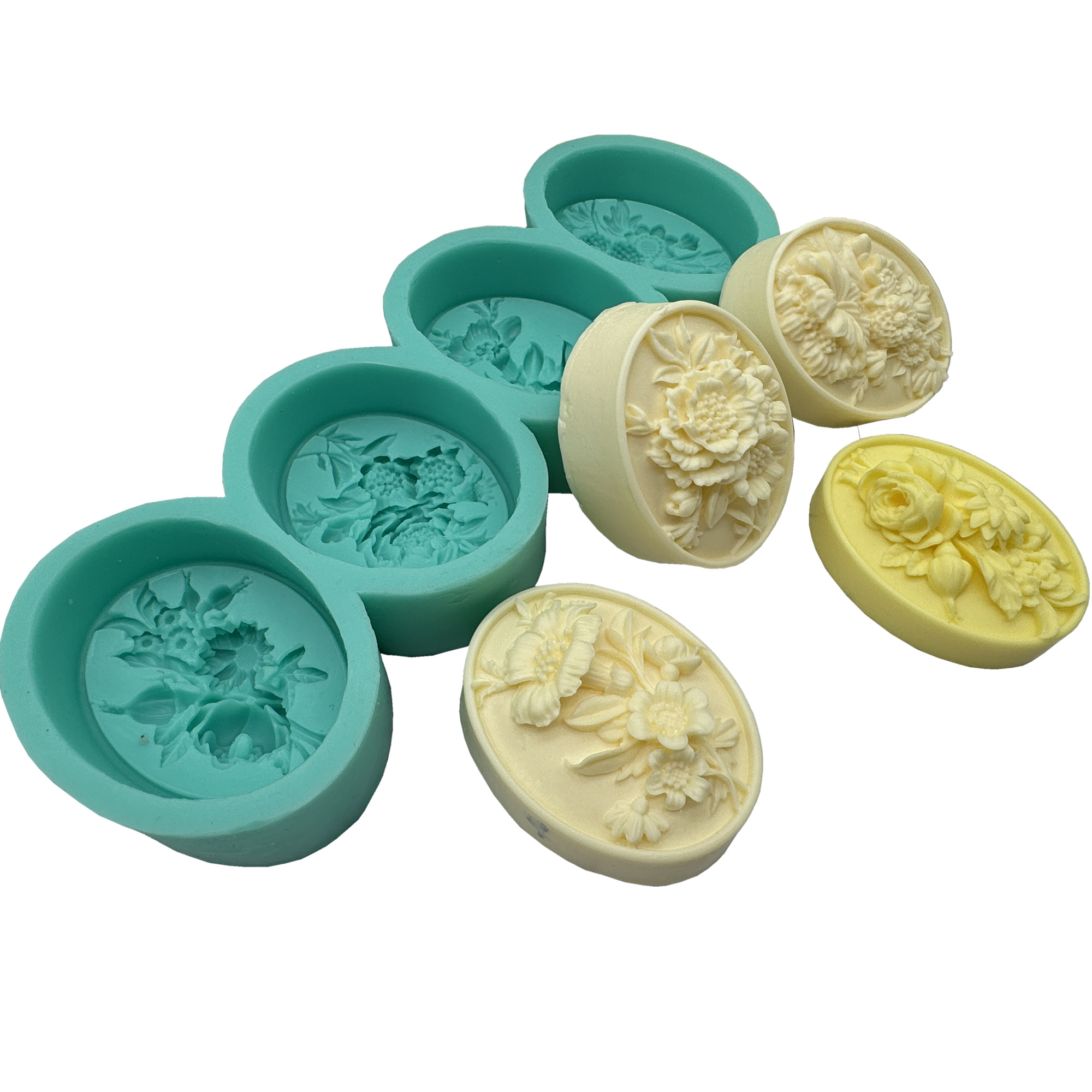Resin Craft Ideas - 4 Boşluk Oval Çiçek 3D Sabun