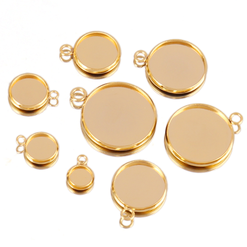 Bezels Set Pendant - 10 adet paslanmaz çelik kabaşon 4.9