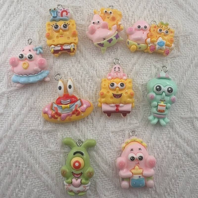 Resin Craft Projects - 10 adet karikatür reçine kolye ucu,