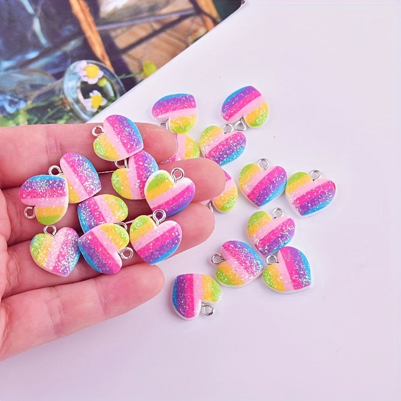 10 adet renkli kalp reçine tak - Resin Crafts Diy incelemesi ve fiyatı