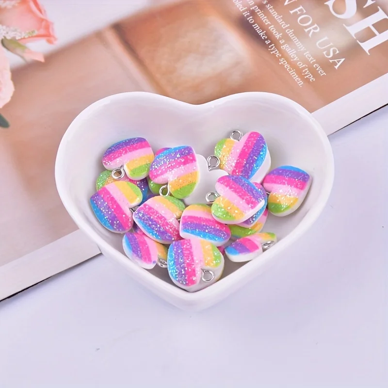 10 adet renkli kalp reçine tak - Resin Crafts Diy incelemesi ve fiyatı