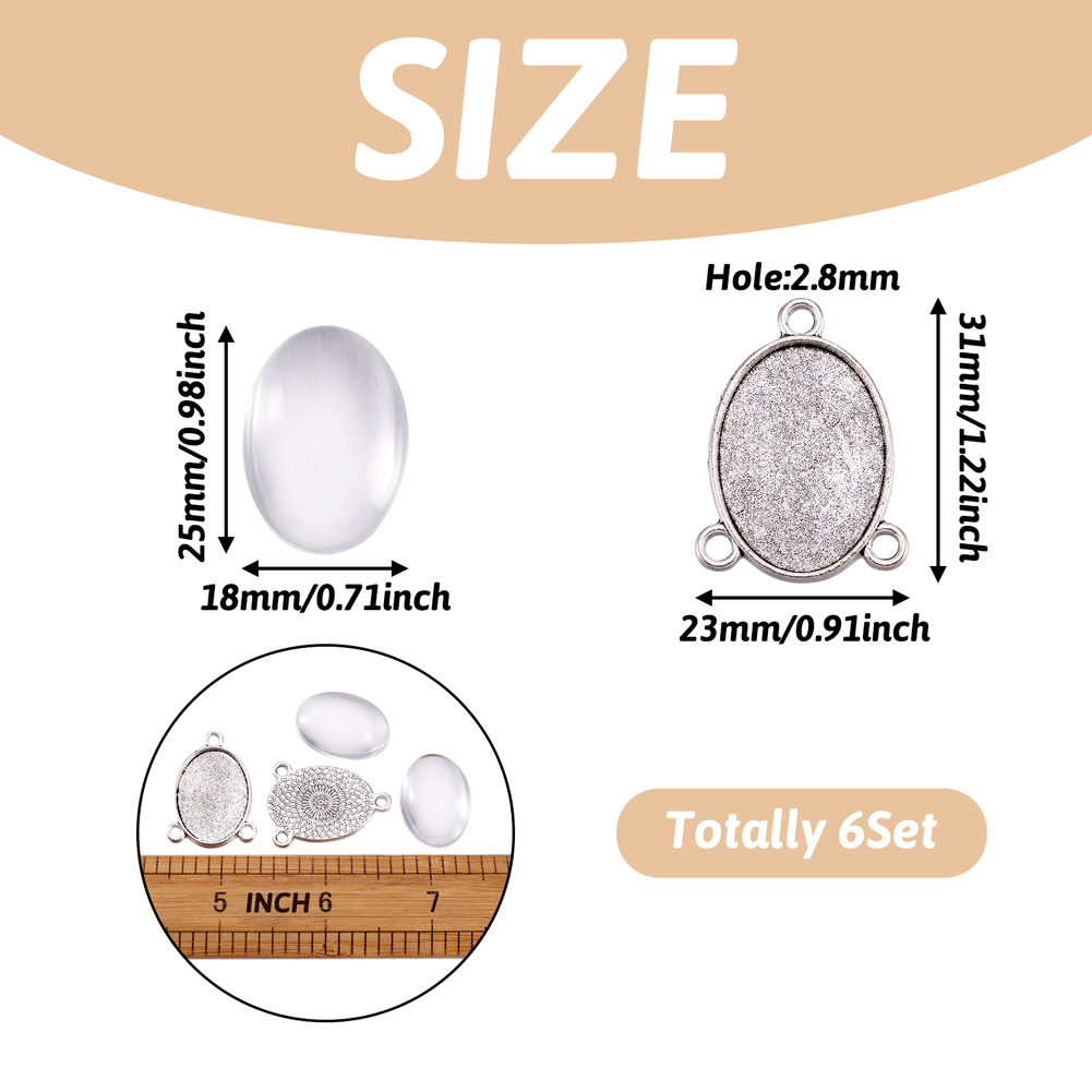6 adet Oval Alaşım Kolye Ucu B - Bezels Set Pendant incelemesi ve fiyatı
