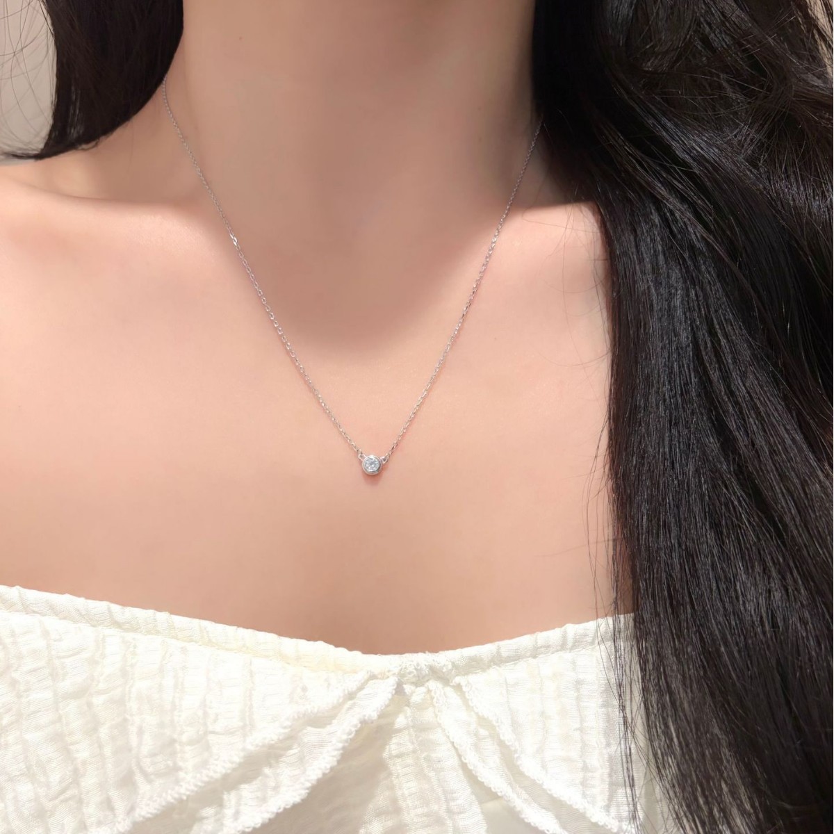 Kadınlar için S925 Gümüş Mozan - Bezels Set Pendant incelemesi ve fiyatı